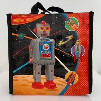 Coelacanth Recyclable Small Tote Lunch Bag Robot and Rocket