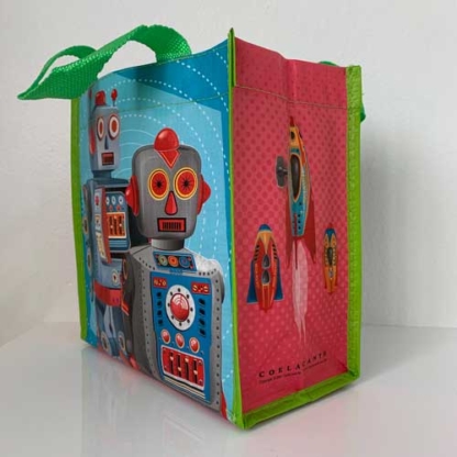 Coelacanth Recyclable Small Tote Lunch Bag Robot Team Sideview Rockets
