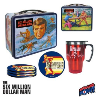Bif Bang Pow Six Million Dollar Man Retro Tin Tote Gift Set Convention Exclusive