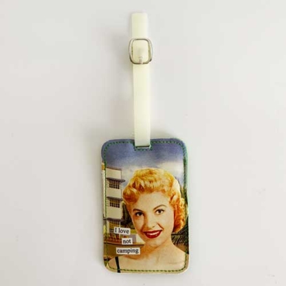 Anne Taintor Luggage Tag I Love Not Camping Front