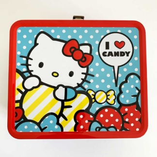 Loungefly Collectible Metal Lunch Box Hello Kitty I Love Candy front - Happy Clam Gifts