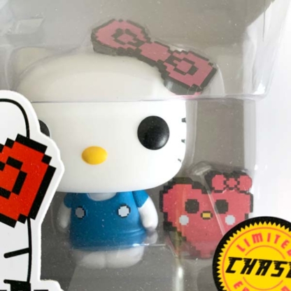 Hello Kitty 45th Anniversary 8-Bit and Buddy Heart Chase Funko Pop closeup - Happy Clam Gifts