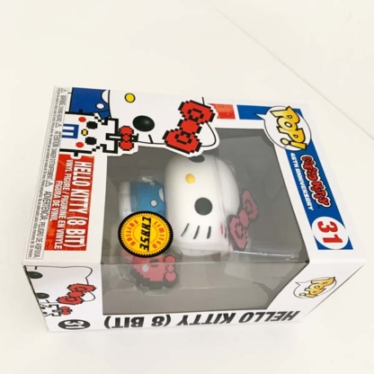 Hello Kitty 45th Anniversary 8-Bit and Buddy Heart Chase Funko Pop window side - Happy Clam Gifts