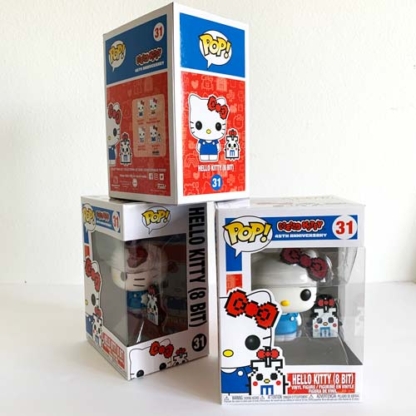 Hello Kitty 45th Anniversary 8-Bit With Milk Bottle Sanrio Funko Pops at Happy Clam Gifts