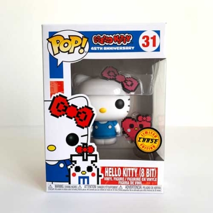 Sanrio Hello Kitty 45th Anniversary 8-Bit and Buddy Heart Limited Edition Chase Variant Funko Pop Vinyl Figure in box