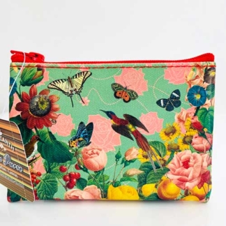 Coelacanth Cotton Canvas Coin Purse Bird and Butterfly