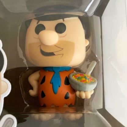 Fred Flintstone With Fruity Pebbles Cereal Funko Pop closeup - Happy Clam Gifts